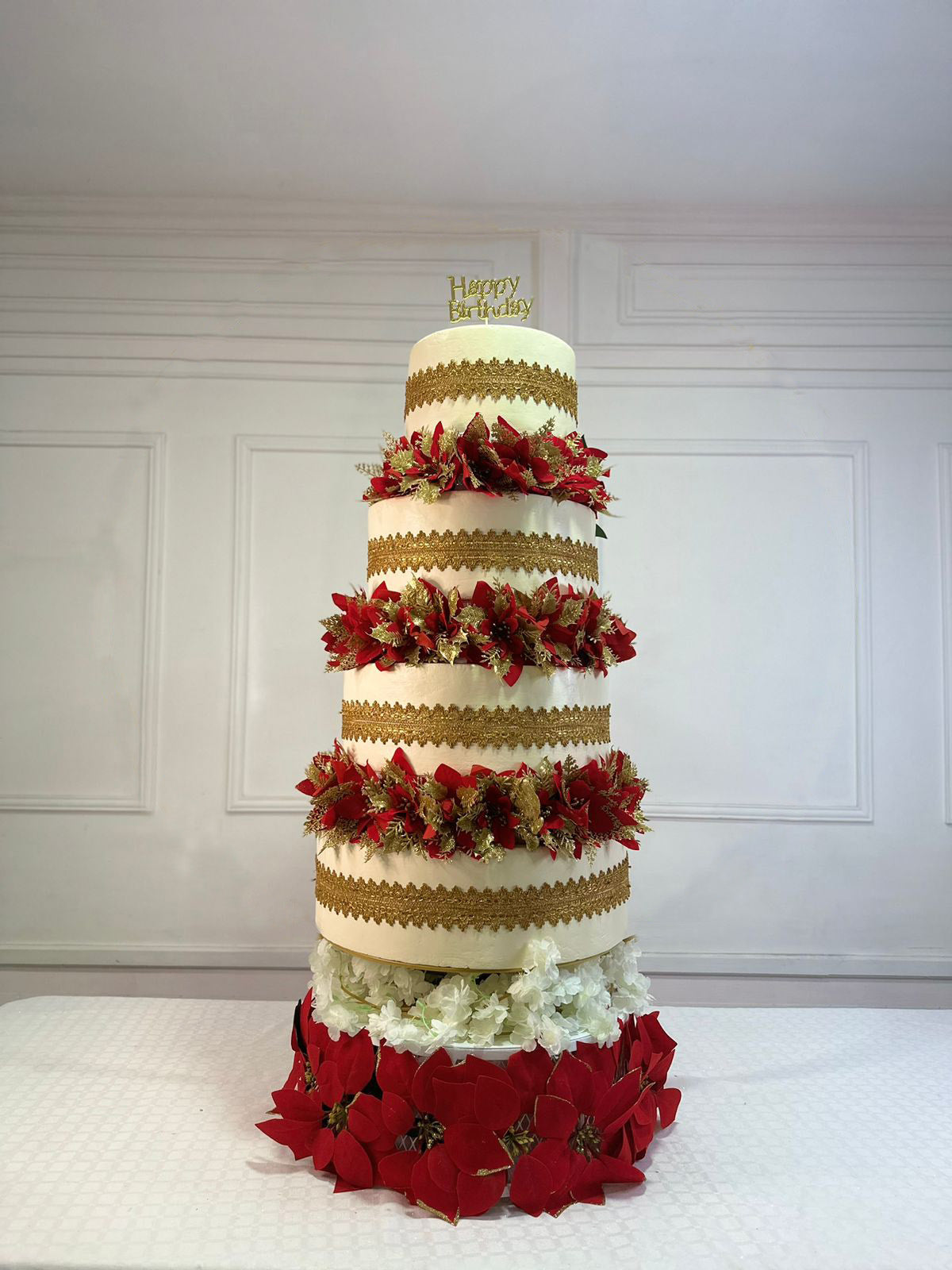 Juego para pastel con flores de 4