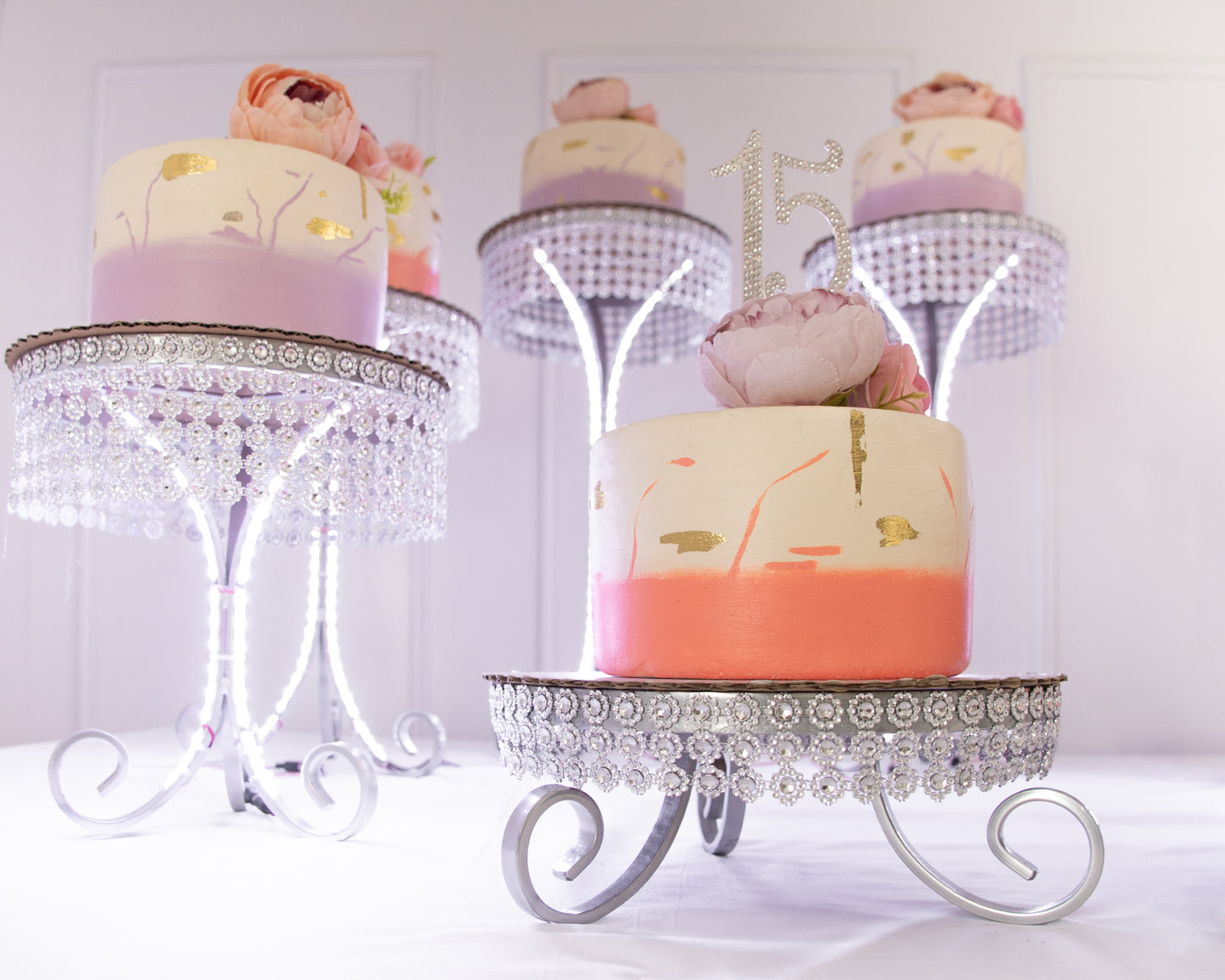 Juego de 8 soportes luz y listón diamante