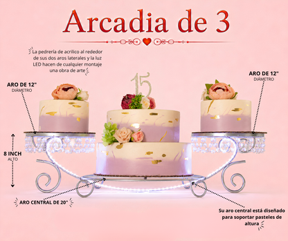 Arcadia de 3 con luz y piedra