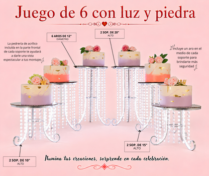 Juego de 6 con luz y piedra